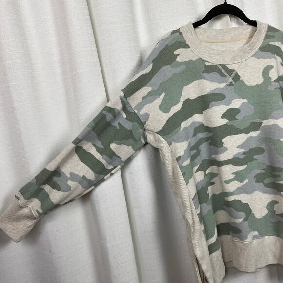 Aerie Cream Camouflage Oversized Good Vibes Sweatshirt Sz.M - Picture 8 of 13